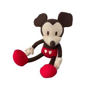 Hallmark Disney Sweetheart Mickey Mouse Plush Toy VTG Stuffed Animal Red Brown